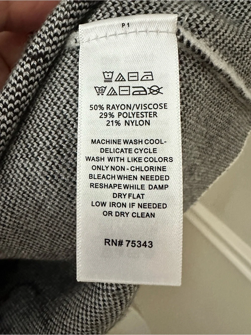 Tahari White Crewneck Sweater with Black Floral Outline Small
